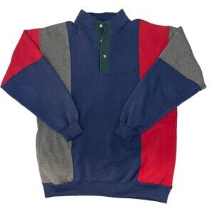 Vintage Ivanhoe Sweater Mens Large Grey Blue Quarter Pullover